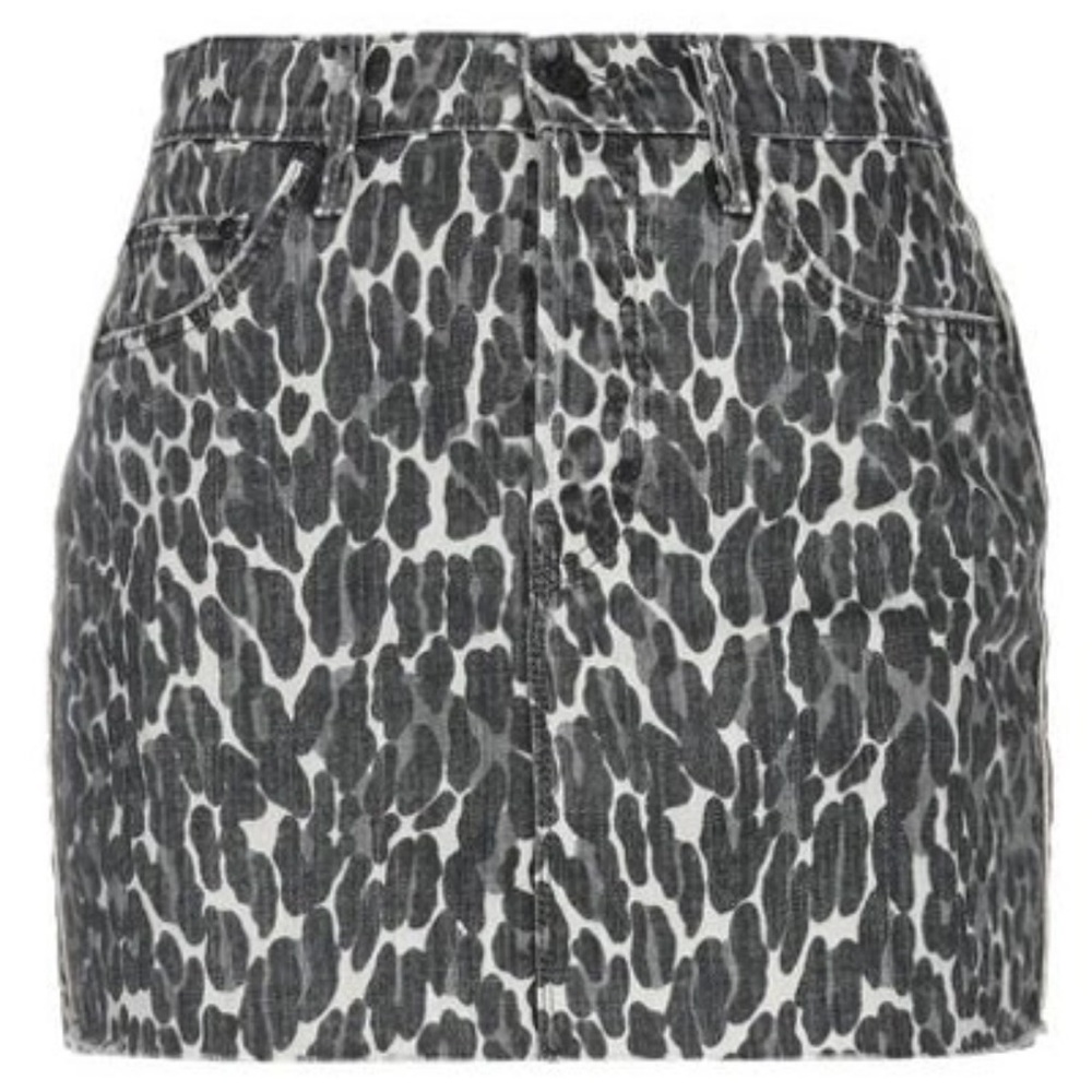 Mother The Vagabond Distressed
Leopard-print Denim Mini Skirt size 25
